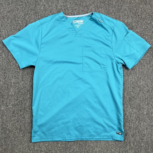 Greys Anatomy by Barco V-Neck Scrub Top Medium Teal Blue Professional Wear — photo 2